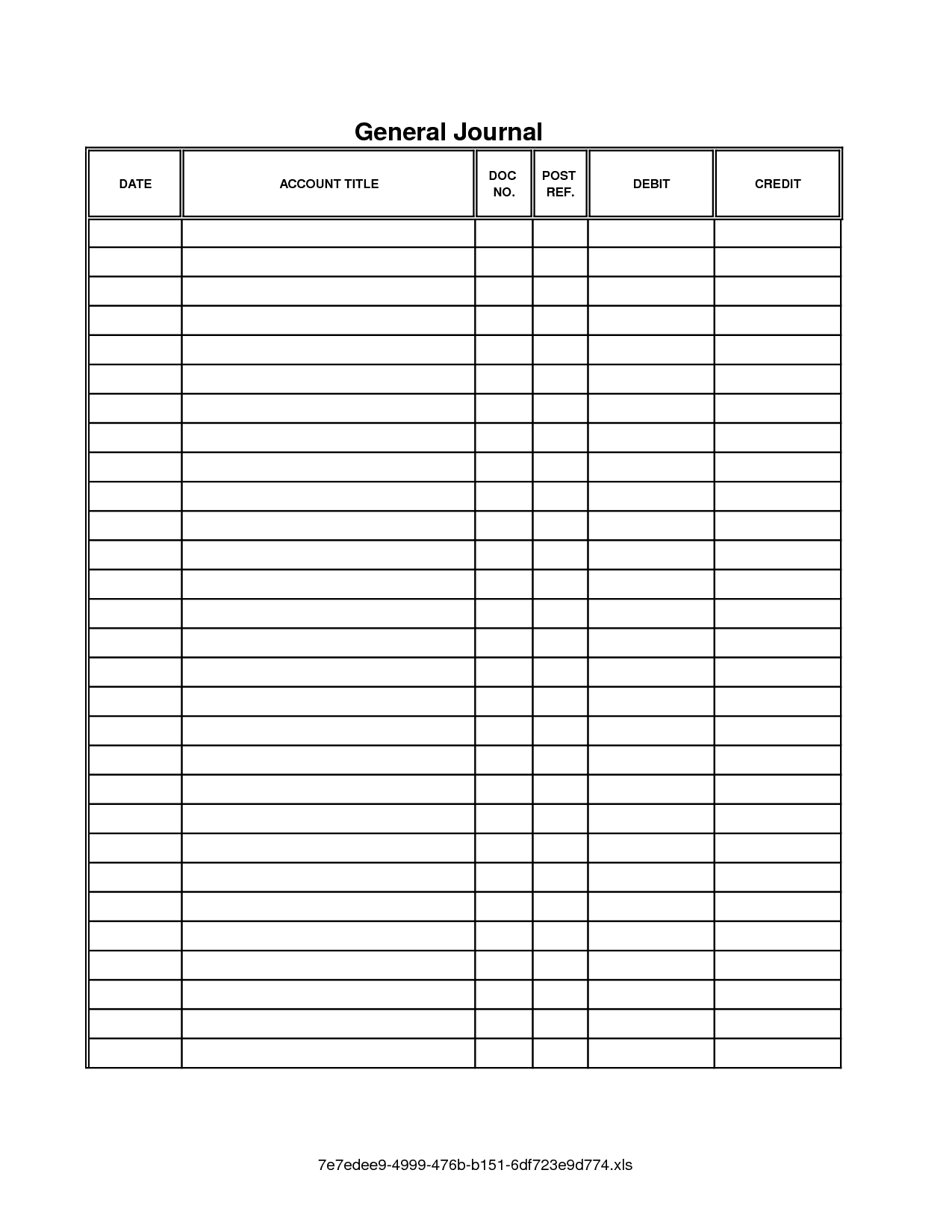 General Journal Excel Template