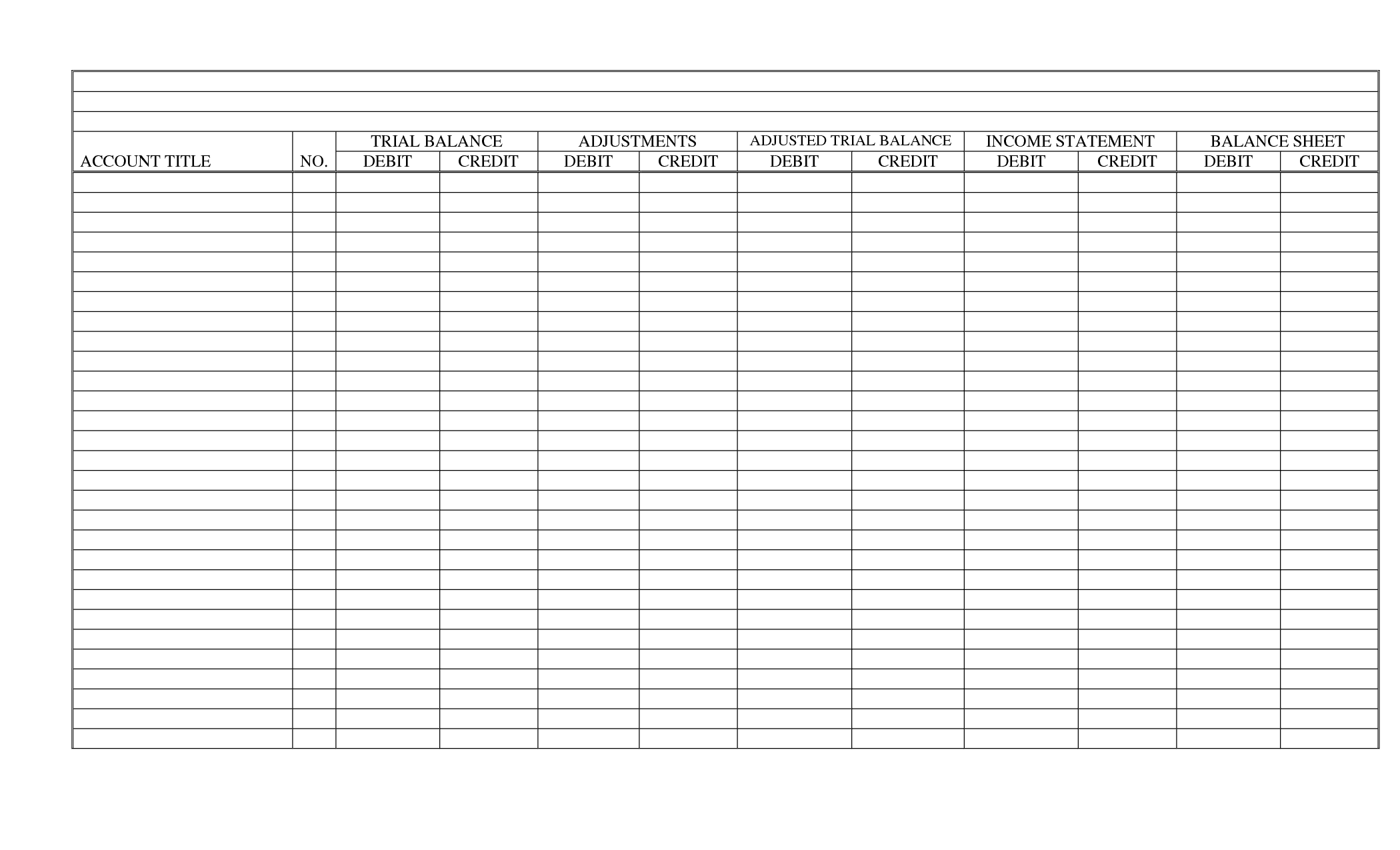 A Worksheet In Accounting