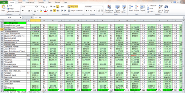sample of expense sheet