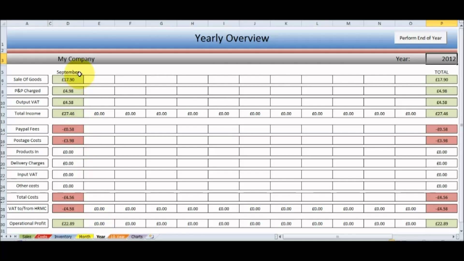 Business Accounts Excel Template