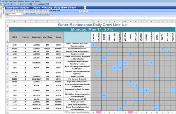 scheduling sheet template