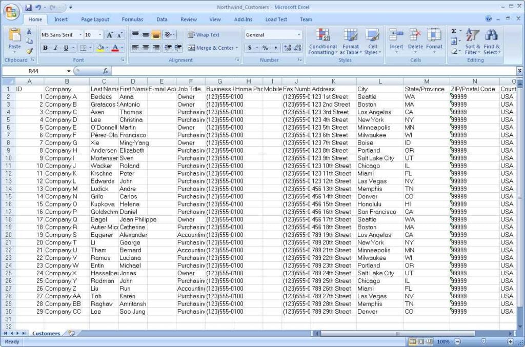 Excel Sheet Data Template