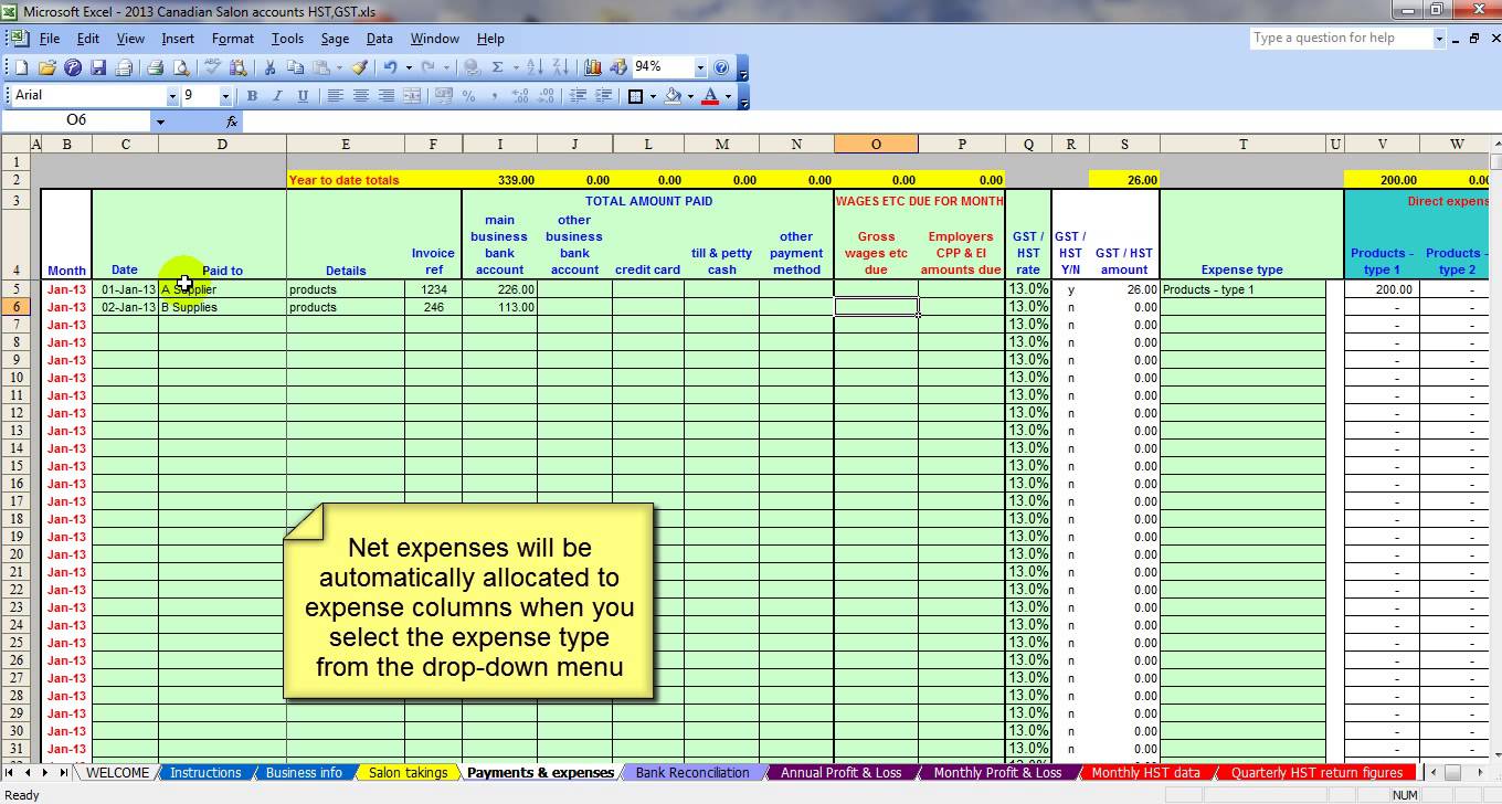 bookkeeping in excel format free download