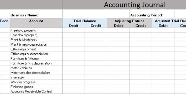 accounting general ledger template
