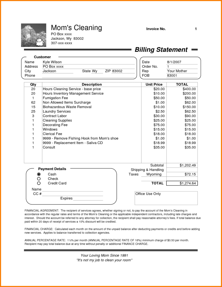 House Cleaning Service Invoice Spreadsheet Templates For Busines 