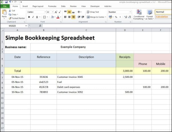 Bookkeeping Templates For Small Business Spreadsheet Templates for