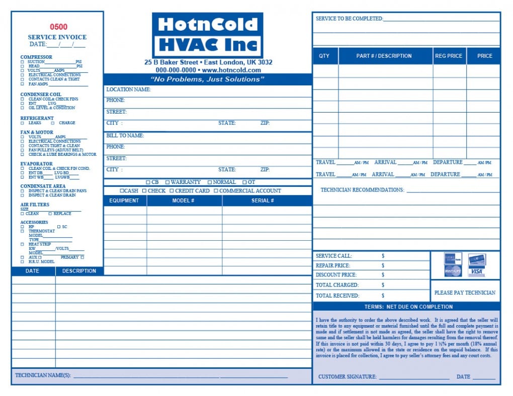 HVAC Invoice Template Spreadsheet Templates for Busines Free Hvac