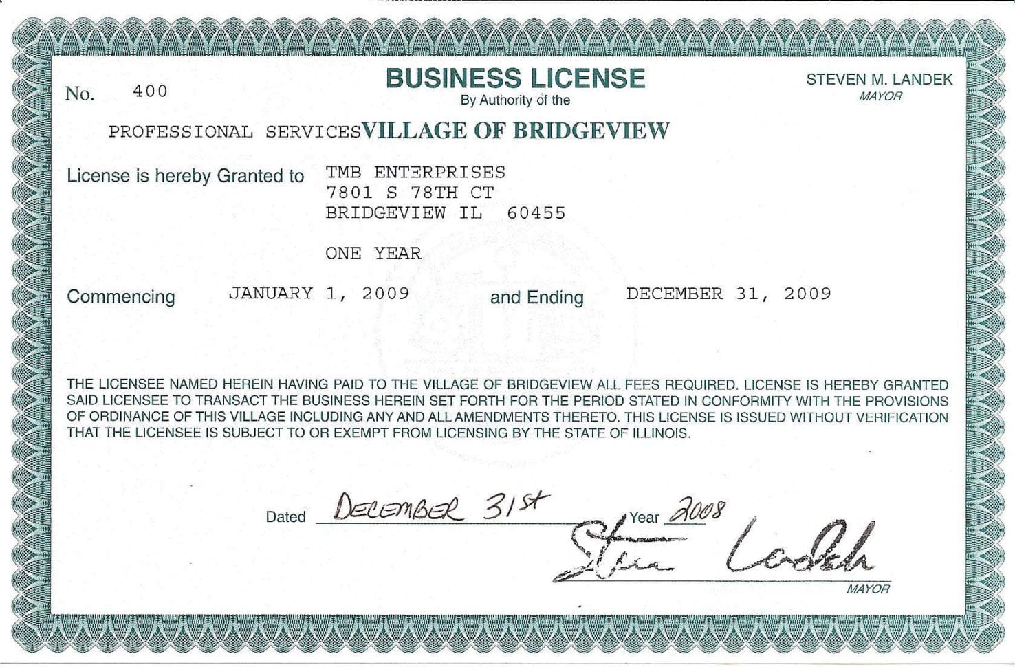 Business License Samples Spreadsheet Templates for Busines Llc Business