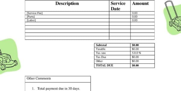 Lawn Care Invoice Template Spreadsheet Templates for Busines Free Lawn