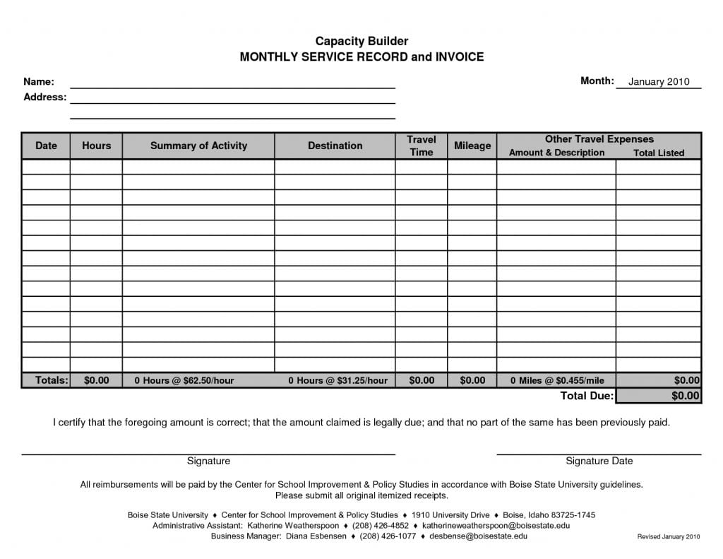 Monthly Invoice Template Spreadsheet Templates for Busines Monthly