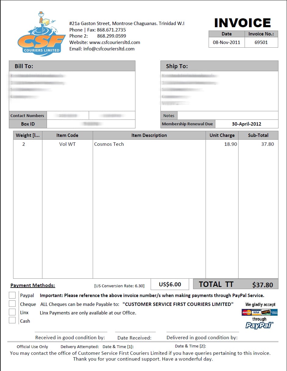 Trucking Company Invoice Template