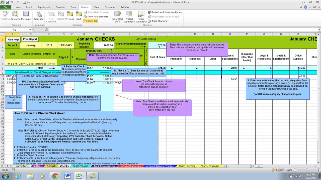 Basic Bookkeeping In Excel