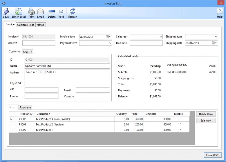 different invoicing programs