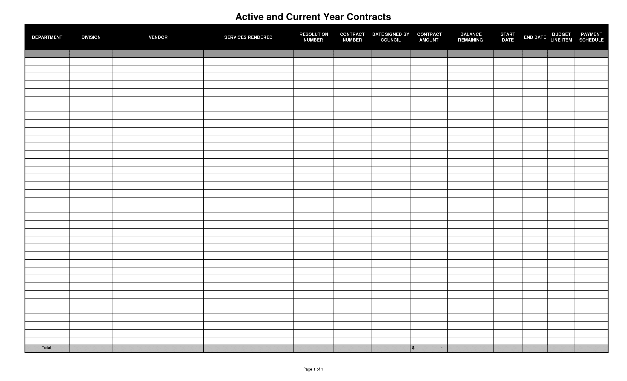 Blank Spreadsheets Printable PDF 1