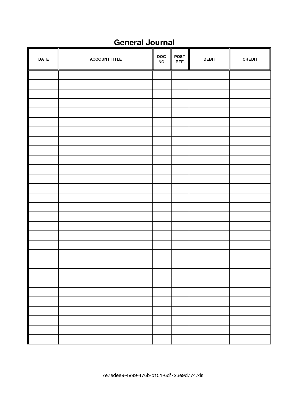 Accounting Journal Template Printable