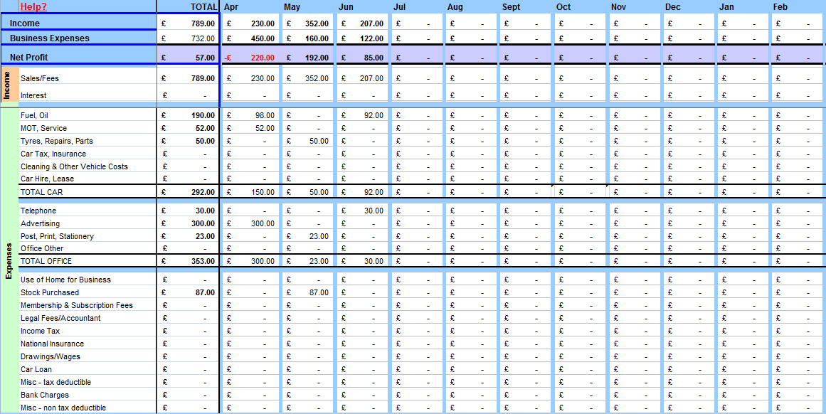 Accounting Spreadsheet Sample