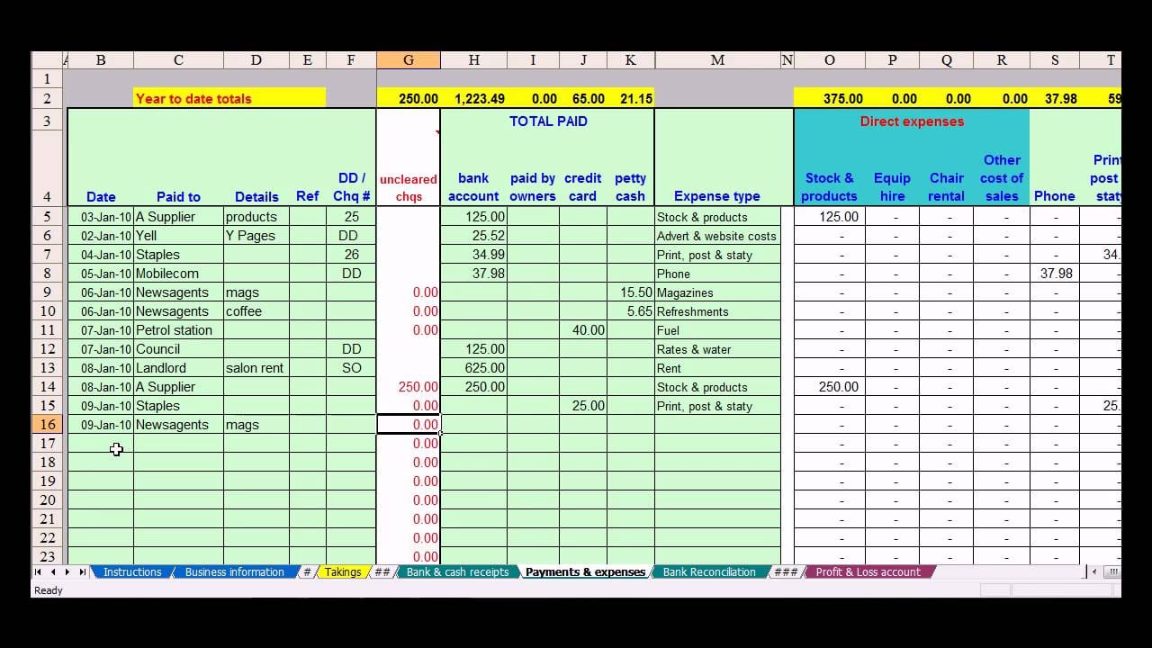 Bookkeeping Spreadsheet Free Download