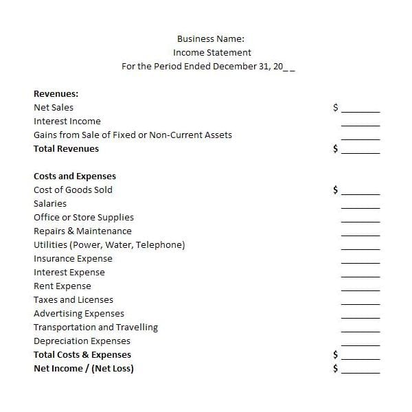 Financial Statements Templates For Nonprofit Organizations