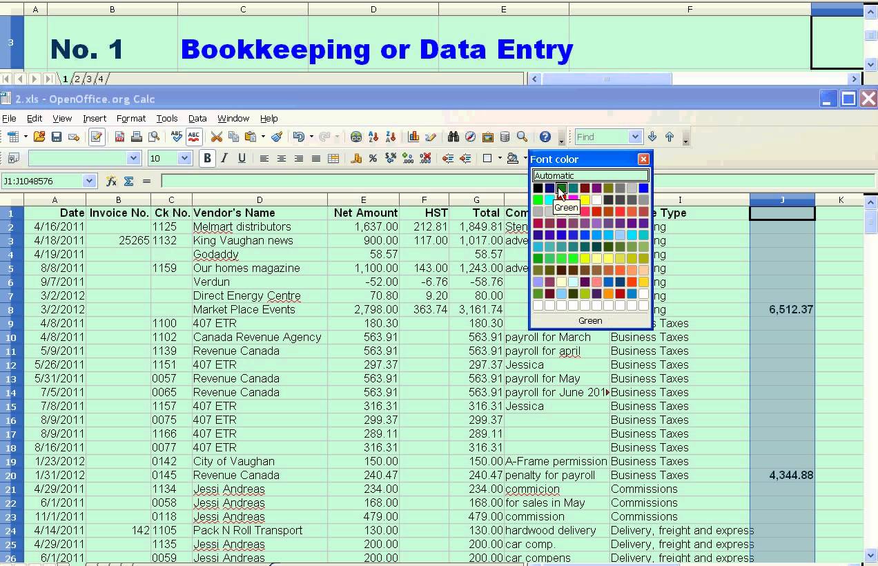 libre calc bookkeeping books for beginners