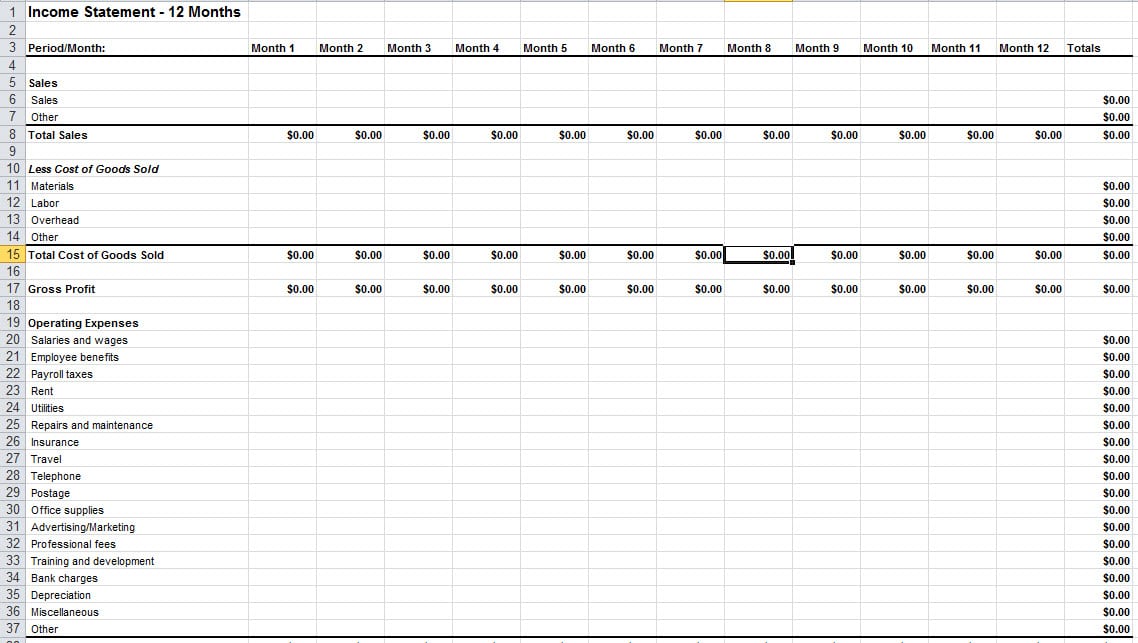 Income Statement Sample Excel