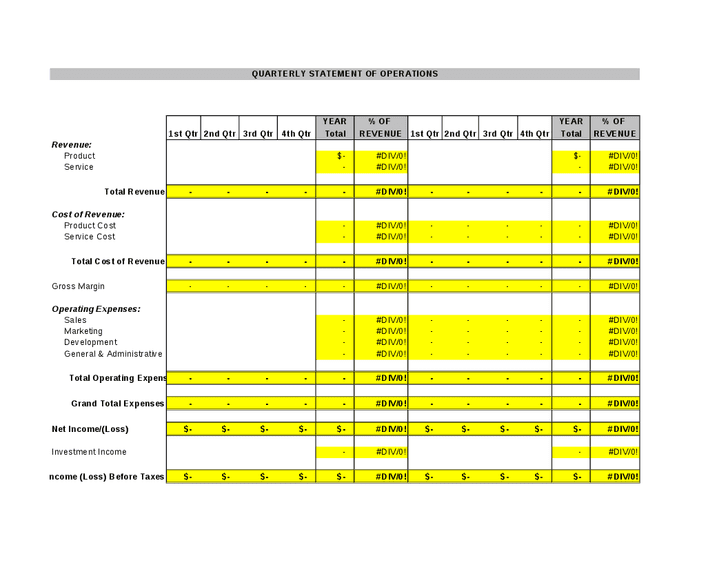 Income Statement Template Excel