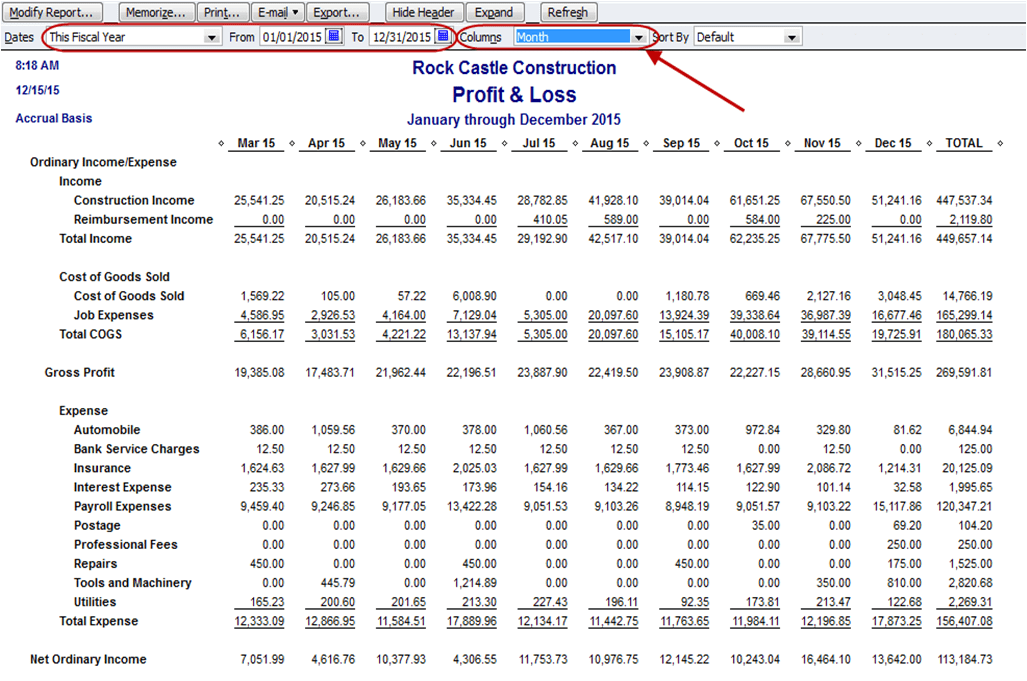 Monthly Income Statement Quickbooks