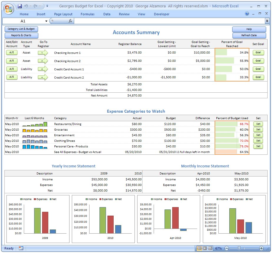 Basic Accounting Spreadsheet Excel