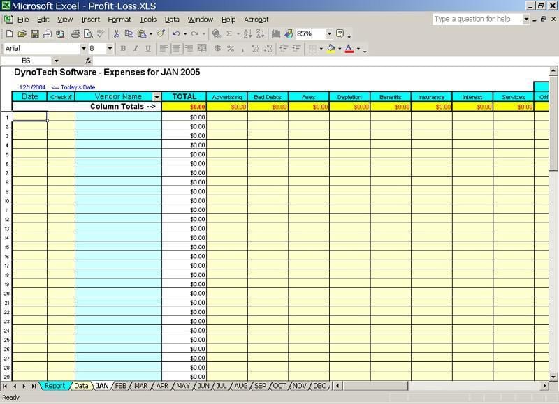 bookkeeping spreadsheet using microsoft excel