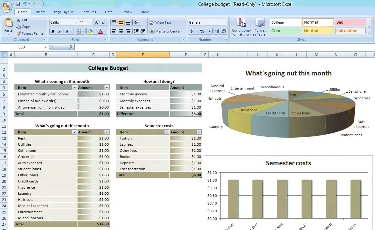 household budget excel template free