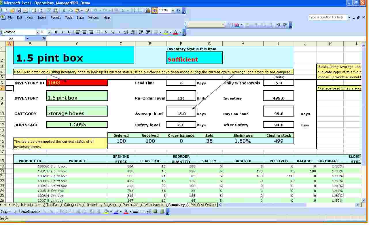 Excel Inventory Tracking Template