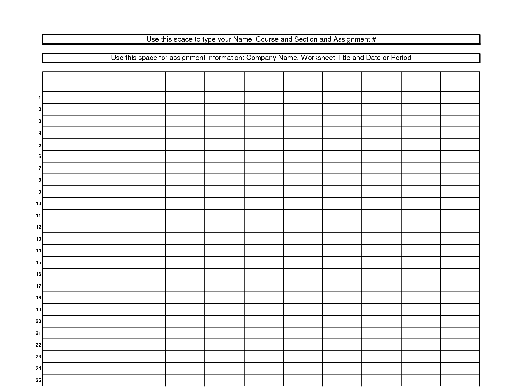 Free Blank Spreadsheet Downloads