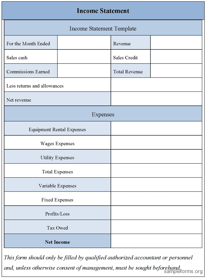 Income Statement Template Excel Download