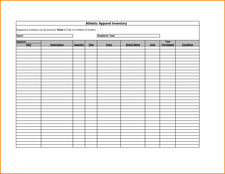 Free Printable Inventory Sheets 1 — excelxo.com