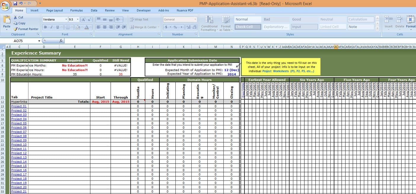 Microsoft Excel Project Template —