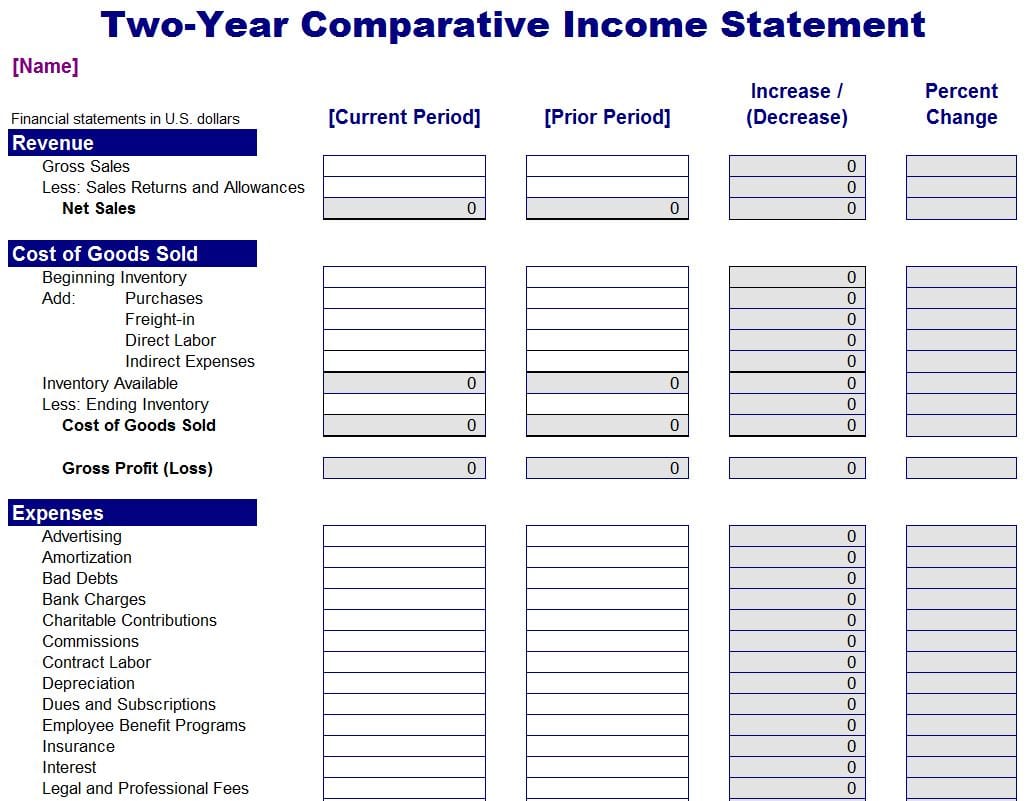 Sample Income Statement For Small Business — excelxo.com Throughout Financial Statement For Small Business Template