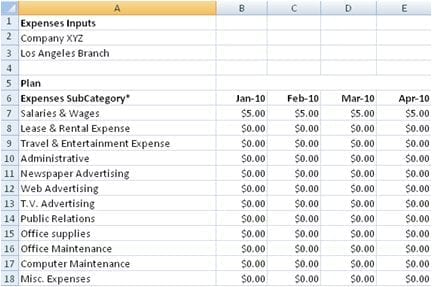 Small Business Expense Spreadsheet Template 1 1