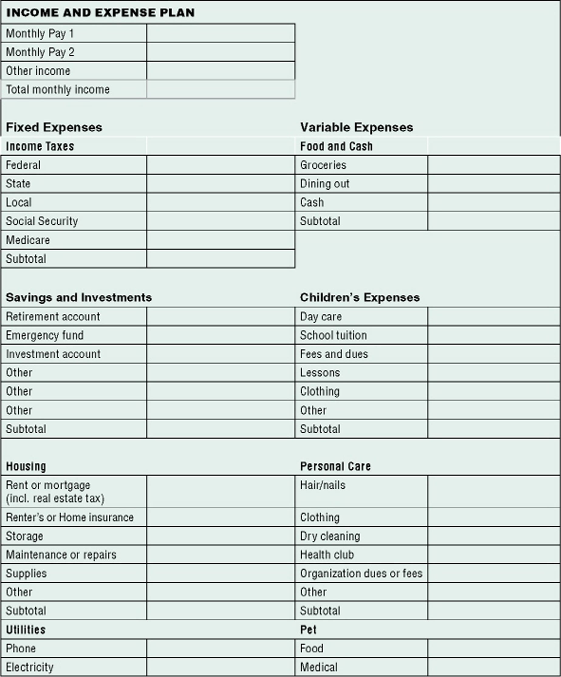 Year End Financial Statement Forms