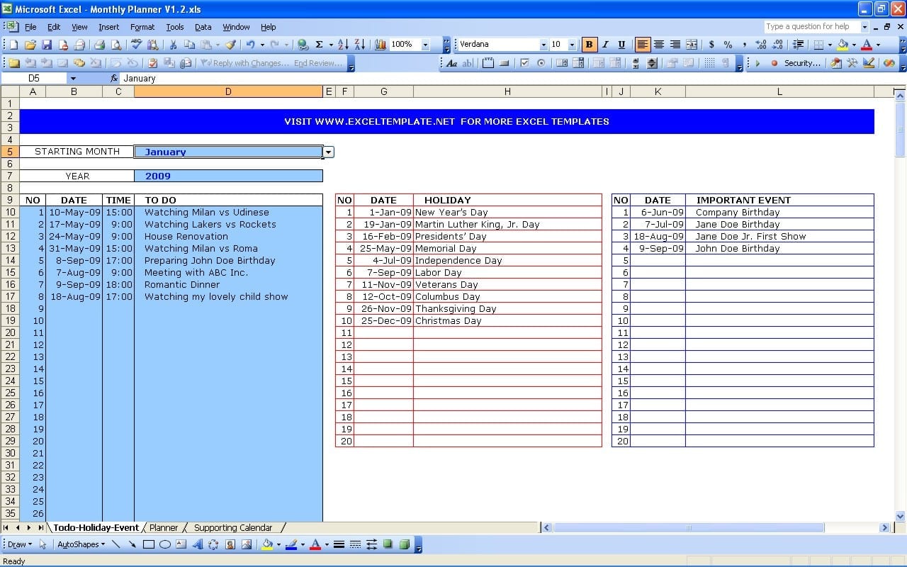 Action Task List Template