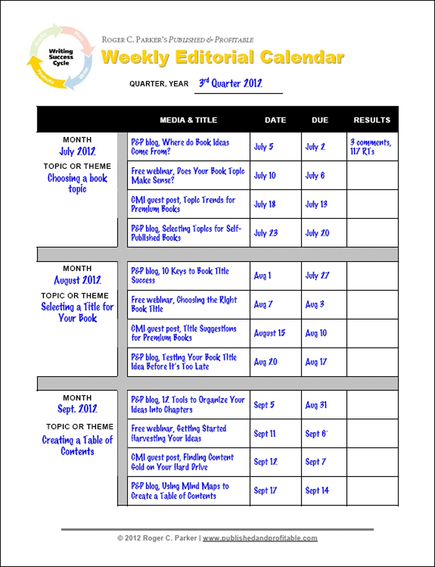 Annual Marketing Calendar Template