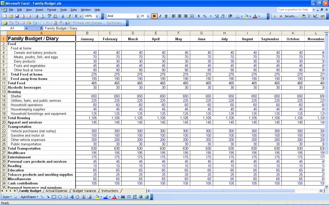 Bank Of America Budget Sheet