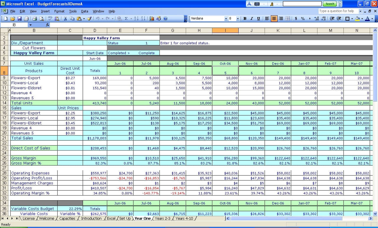 financial budget spreadsheet