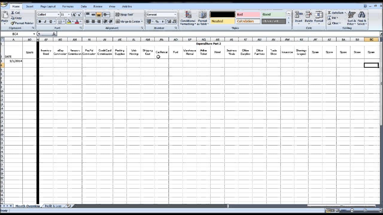 Bookkeeping Excel Template 1 Excelxo