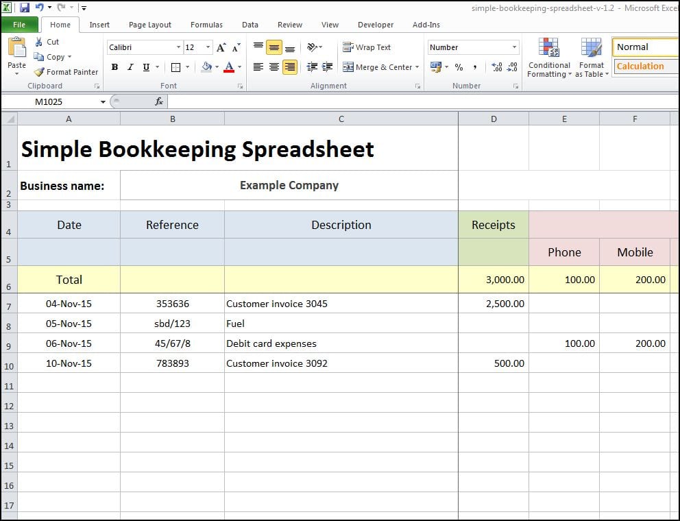 small business bookkeeping excel