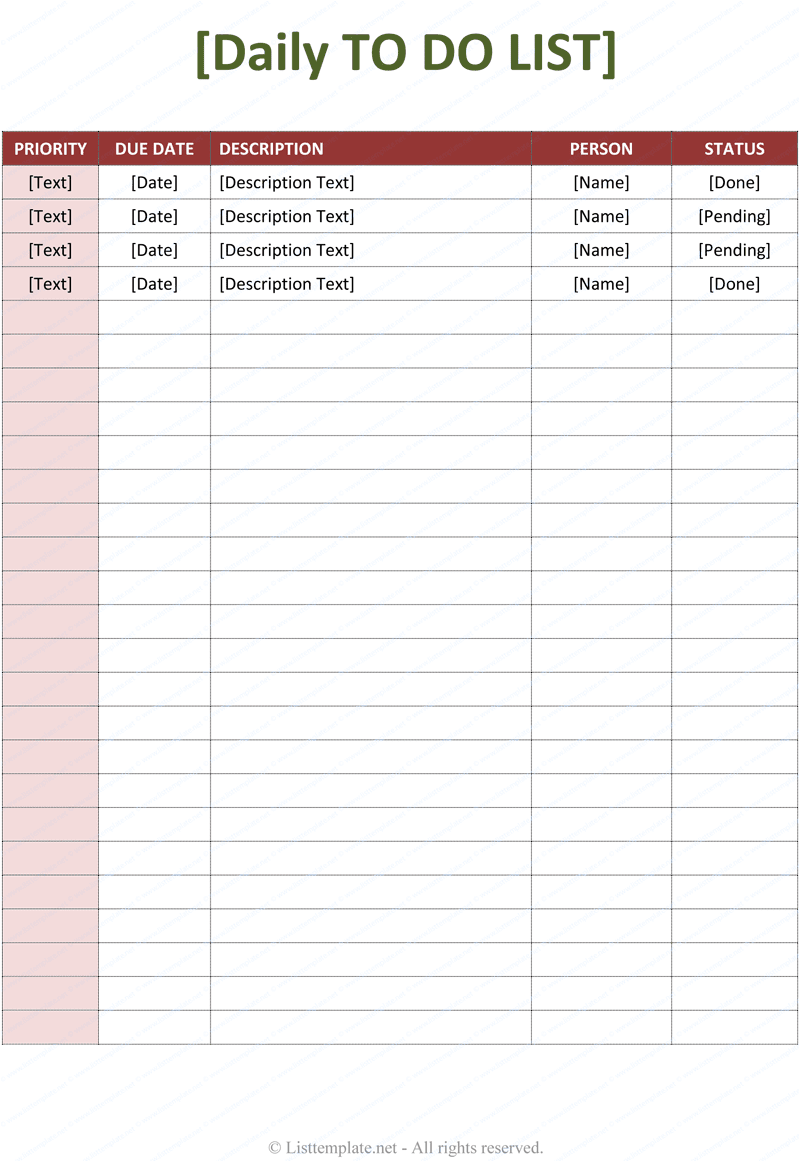 Task Spreadsheet Template Excelxo