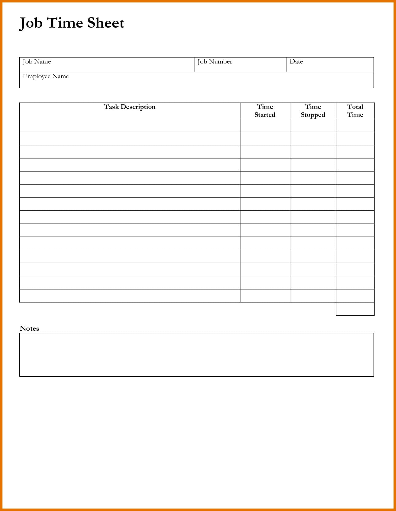 Daily Timesheet Excel Template 1