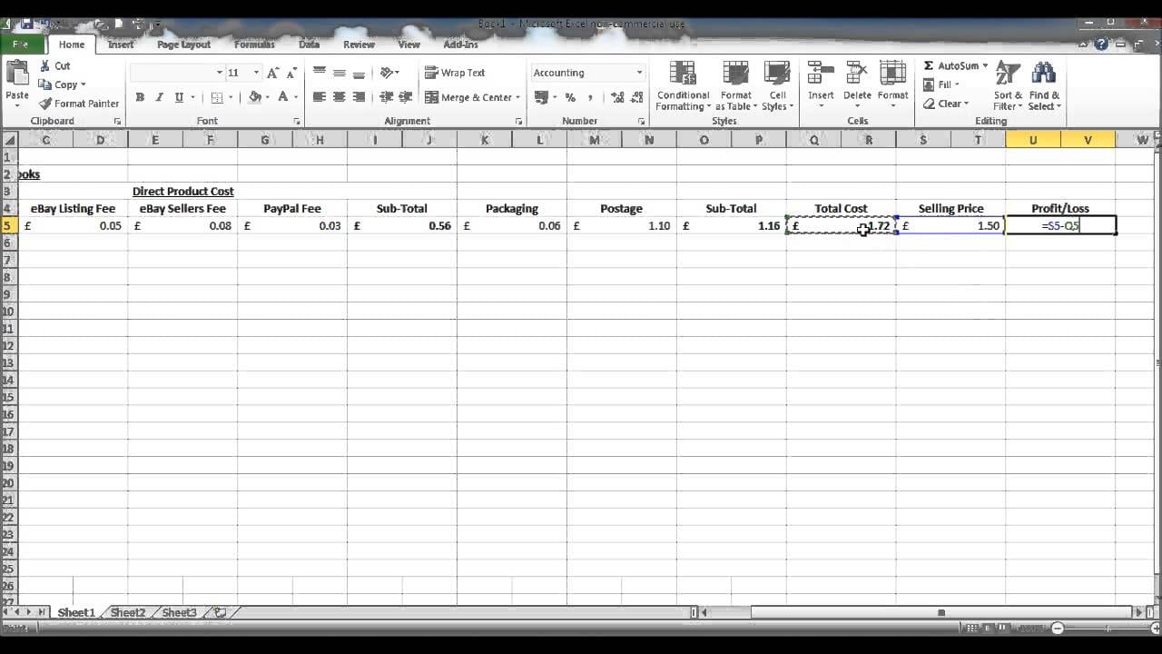 Costing Spreadsheet Template — 3635