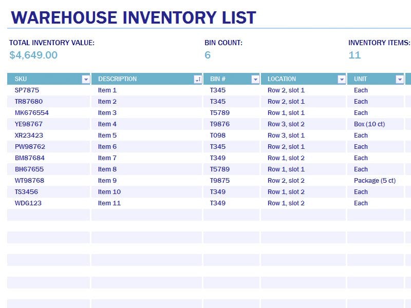 Excel Inventory Template With Formulas 3