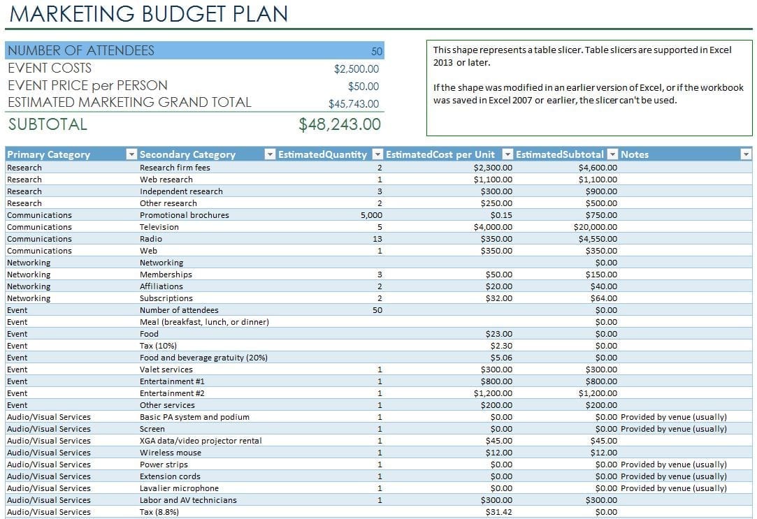 Excel Marketing Spreadsheet — 1296