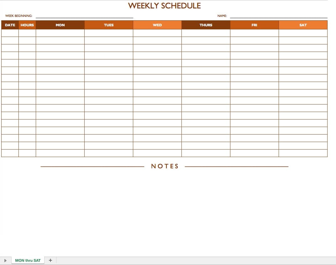 microsoft excel schedule template