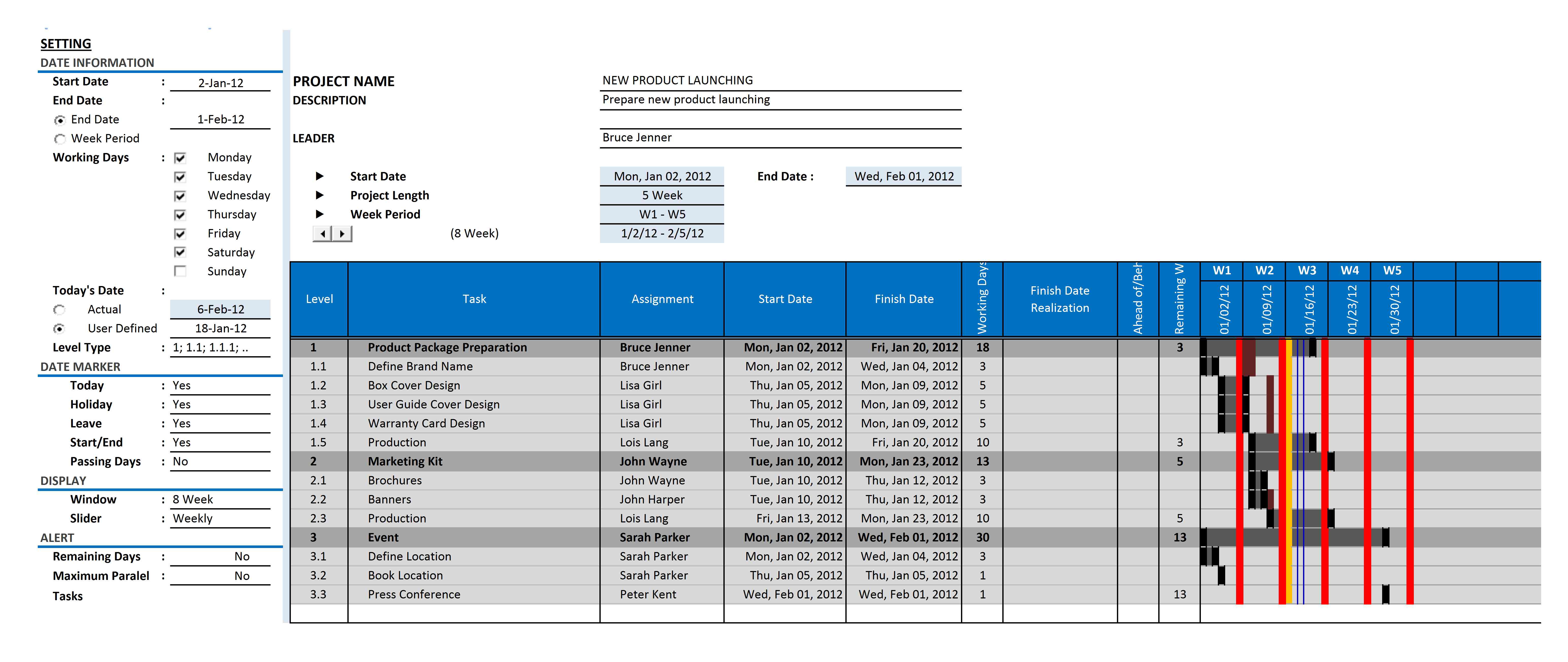 gantt chart excel free template xls